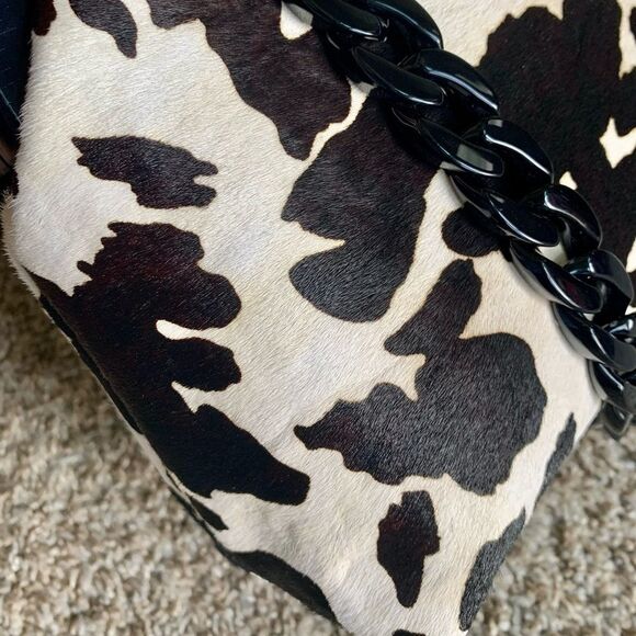 Cow Print Real Hair-on Cowhide Handmade Wooden Frame Shoulder Bag/Crossbody - Picture 15 of 15